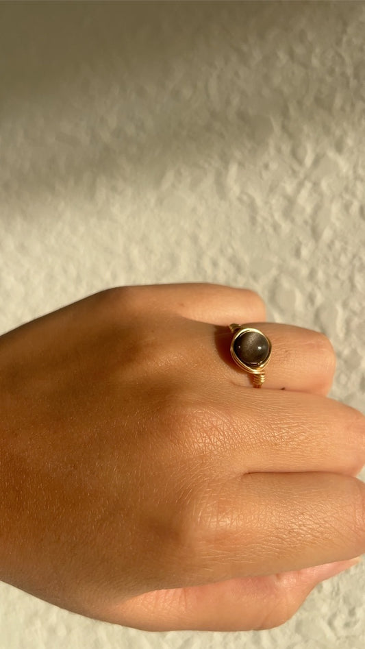 Silver Sheen Obsidian Ring