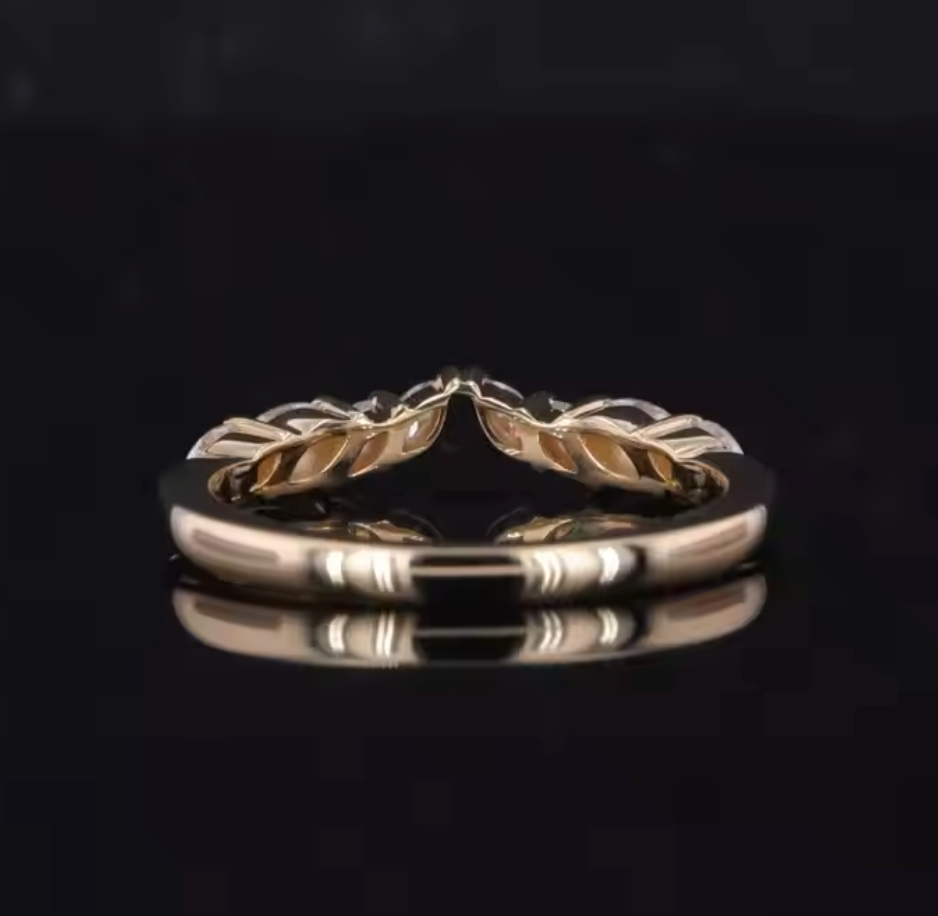 14K Yellow Gold Marquise Lab Grown Diamond Wedding Ring