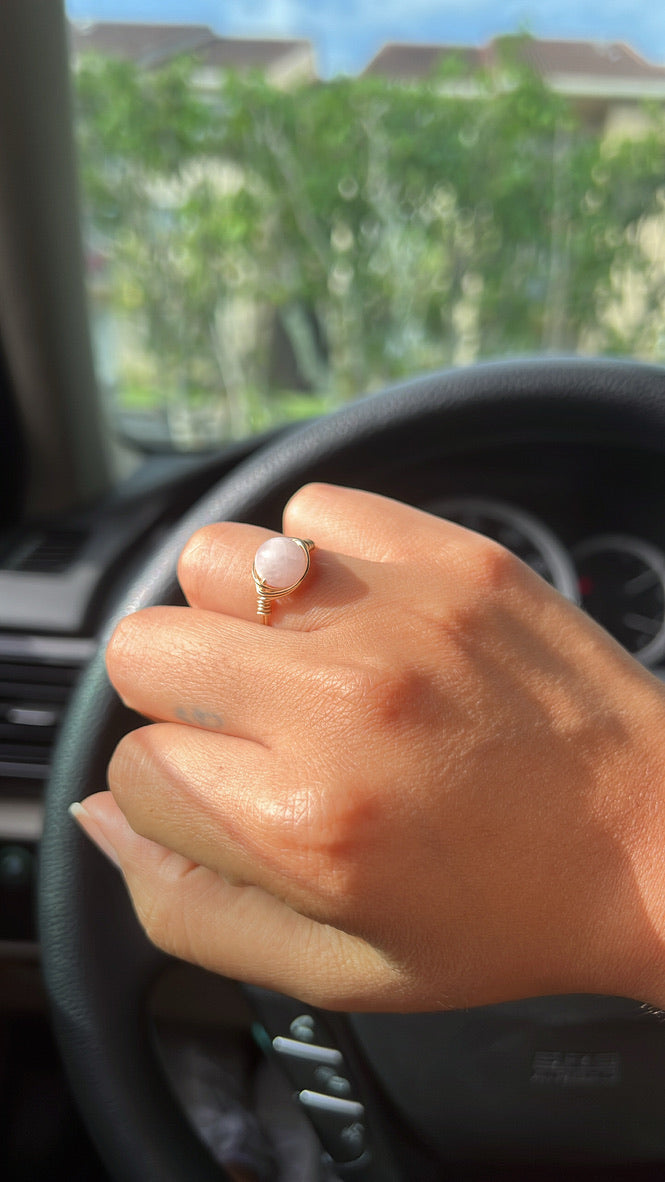 Whole Rose Quartz Ring