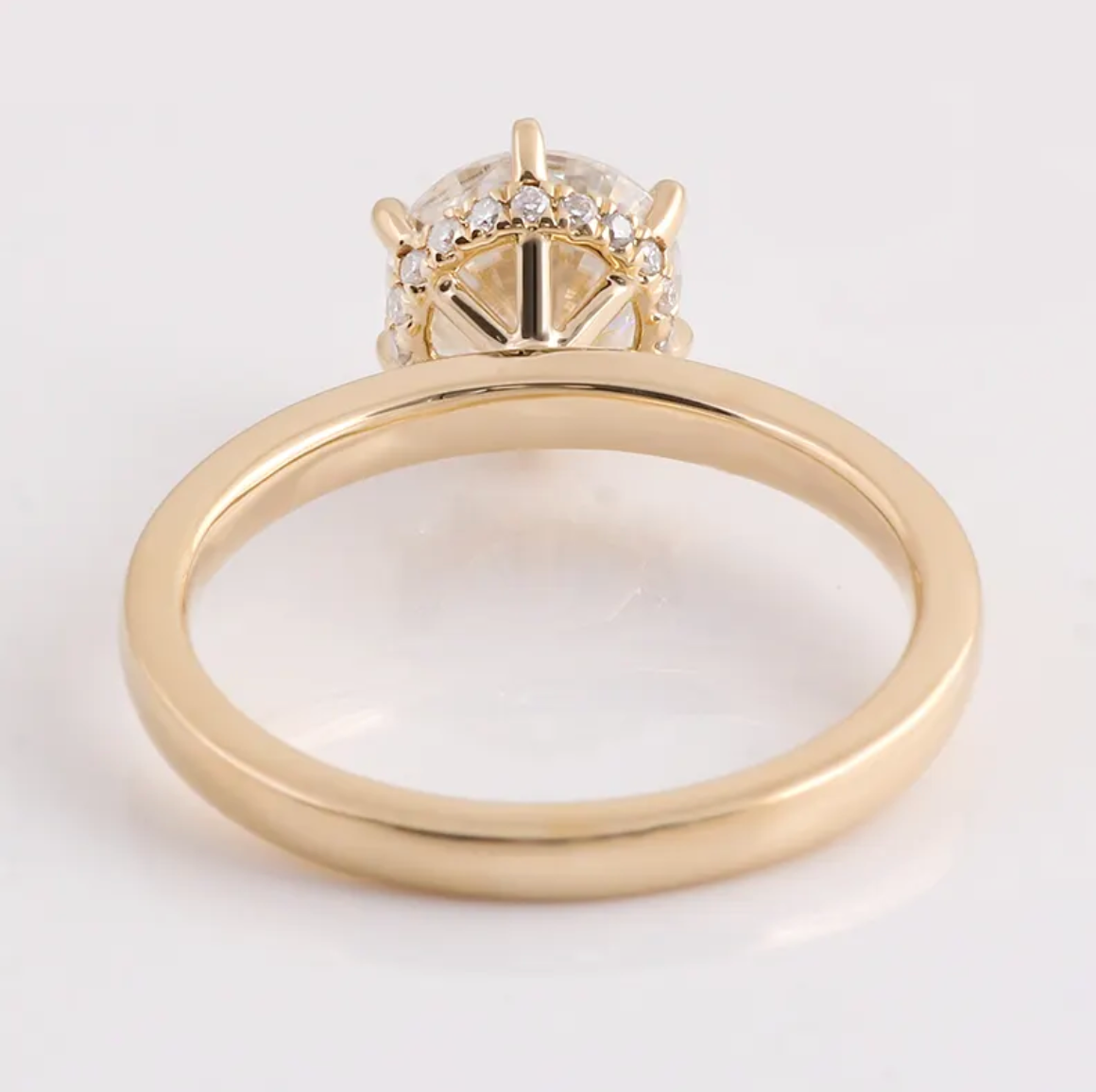 18K Solid Yellow Gold 1.5 Carat Moissanite Engagement Ring