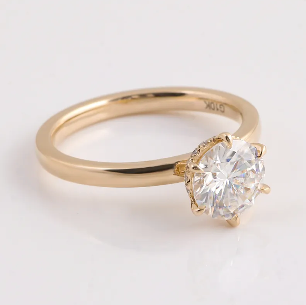 18K Solid Yellow Gold 1.5 Carat Moissanite Engagement Ring