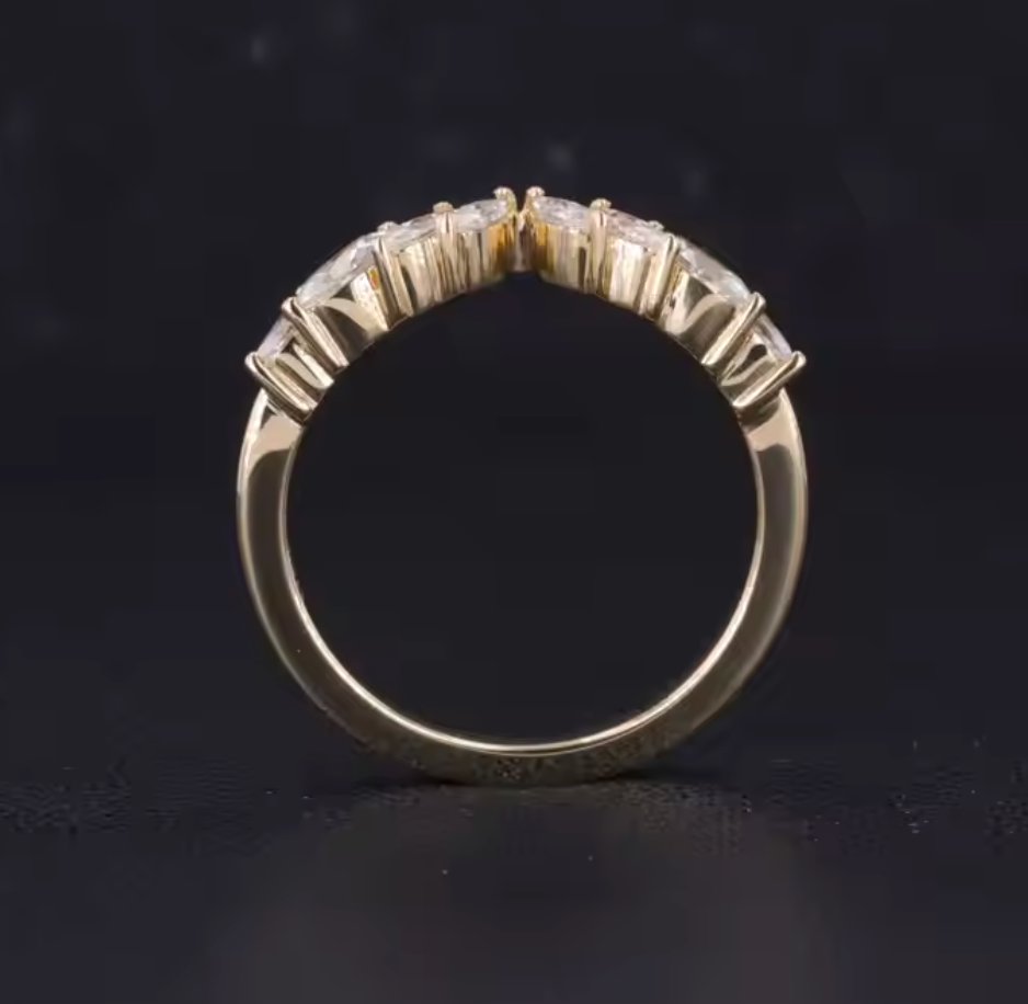 14K Yellow Gold Marquise Lab Grown Diamond Wedding Ring