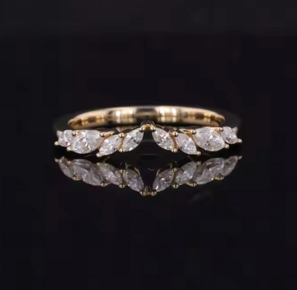 14K Yellow Gold Marquise Lab Grown Diamond Wedding Ring